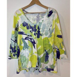 Habitat Shirt 3/4 Sleeve Cotton Green Blue Purple Size Large L